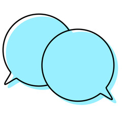 シンプルな線がずれた吹き出し　重なる会話