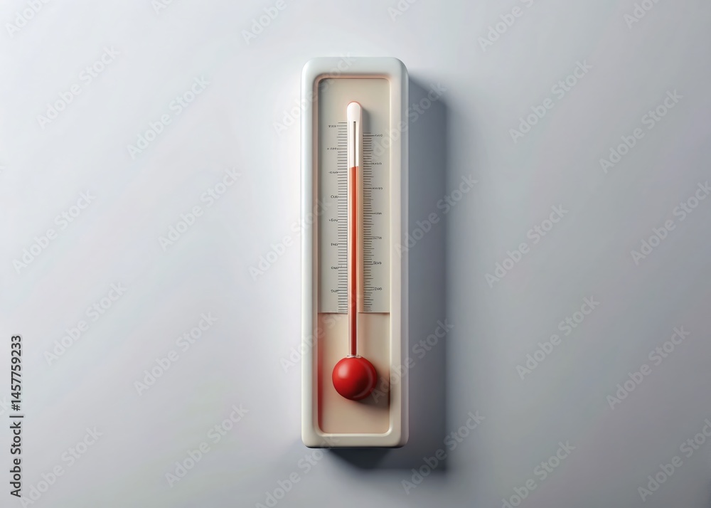 Poster minimalist 3d render of a dry thermometer – simple temperature graphic