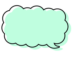 シンプルな線がずれた吹き出し　細長い雲形