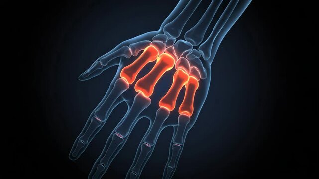 Highlighted hand metacarpals illustration