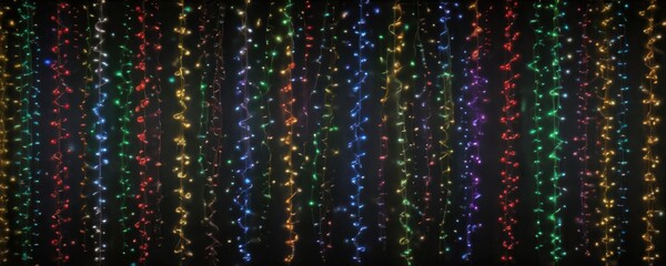 Dazzling array of colorful Christmas lights; red, green, blue, & yellow glow ,  green,  illumination