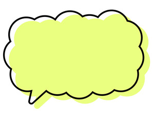 シンプルな線がずれた吹き出し　細長い雲形