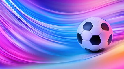 Soccer ball on dynamic colorful abstract background