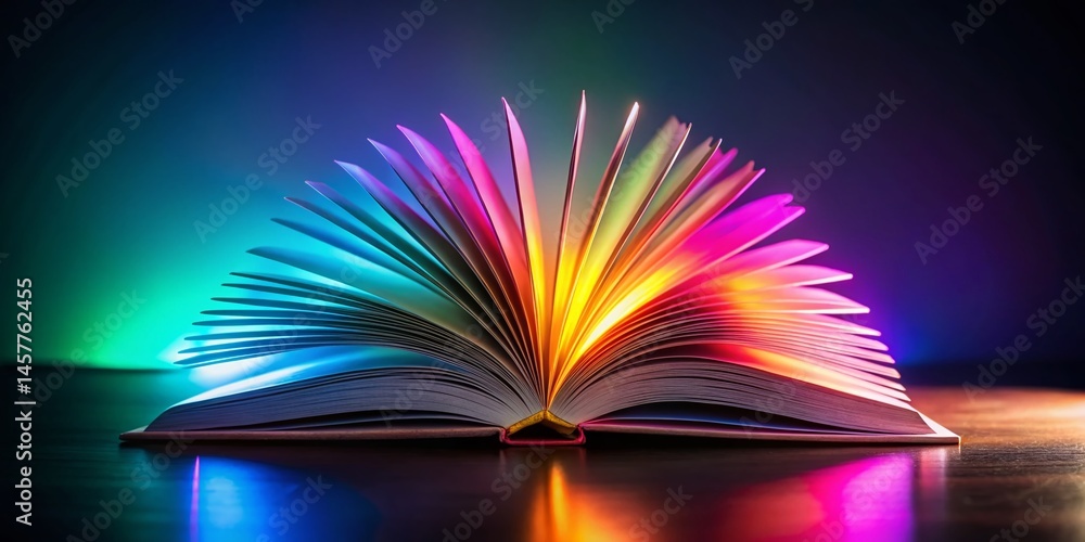 Aufkleber minimalist illuminated book: digital data flow abstract