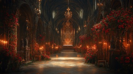 Sunlight streams through the stained glass windows of a grand, ornate cathedral interior.