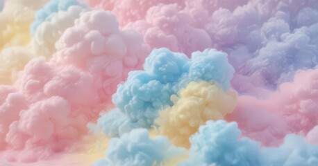 Fototapeta premium Soft, fuzzy pink, blue, yellow gradient, cotton candy-like texture, abstract, gentle, texture