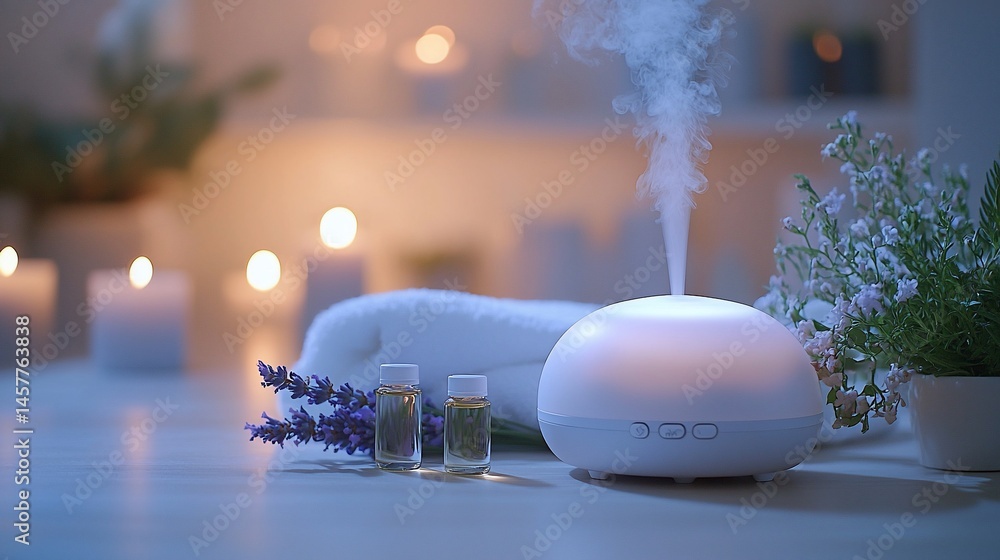 Poster relaxing spa scene with diffuser