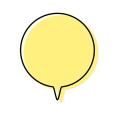 シンプルな線がずれた吹き出し　丸形の下向き
