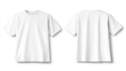 Plain white t shirt mockup showcasing front and back views, perfect for design projects