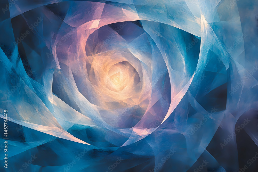 Poster abstract swirling design with ethereal color gradients.