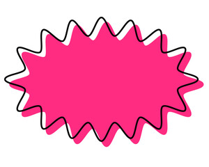 シンプルな線がずれた吹き出し　細長い丸みのあるギザギザした形