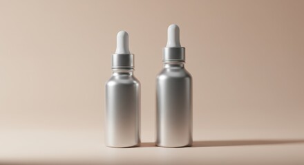 Serum Bottles on Beige Background