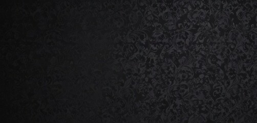 Fototapeta premium Subtle black gothic damask, swirling floral vines & intricate patterns , gothic, background texture