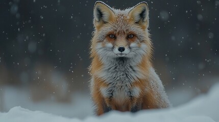 Obraz premium Red fox in snowy forest