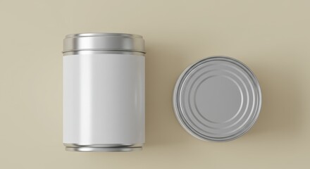 Metal Container with Label and Top View