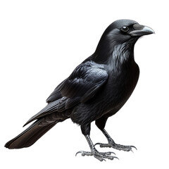 black raven bird on transparent background