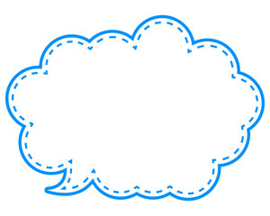 シンプルなカラー線の吹き出し　丸みのある雲形