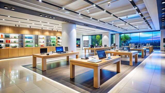 Modern Digital Store Interior: Online Shopping Experience, E-commerce Retail Showcase