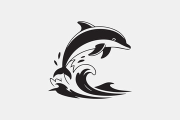 dolphin water splash silhouette vector