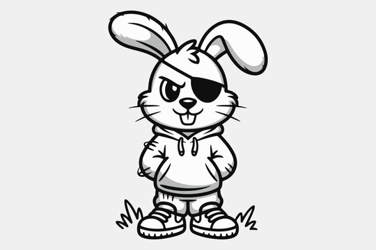 bunny hoodie silhouette vector