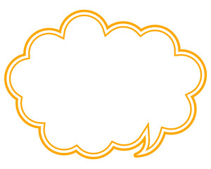 シンプルなカラー線の吹き出し　丸みのある雲形