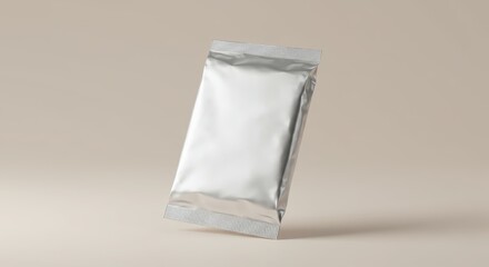 Silver Packet on Beige Background