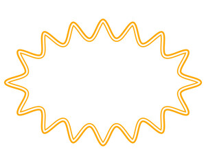シンプルなカラー線の吹き出し　細長い丸みのあるギザギザした形