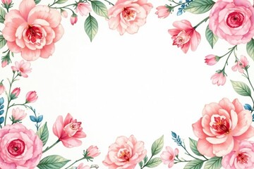 Fototapeta premium Delicate watercolor floral repeat, pastel tones , subtle, botanical