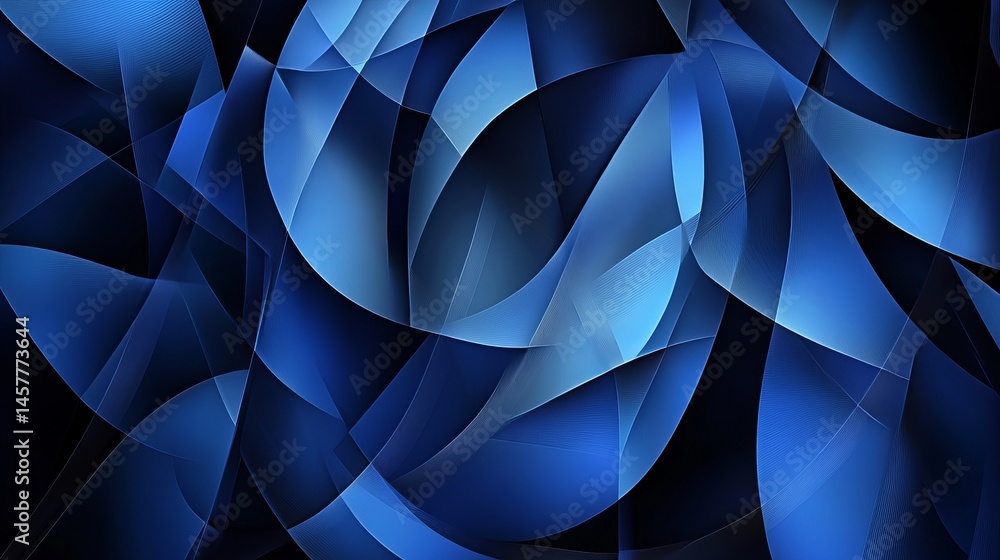 Poster abstract design featuring overlapping blue shapes creating a dynamic and modern aesthetic look