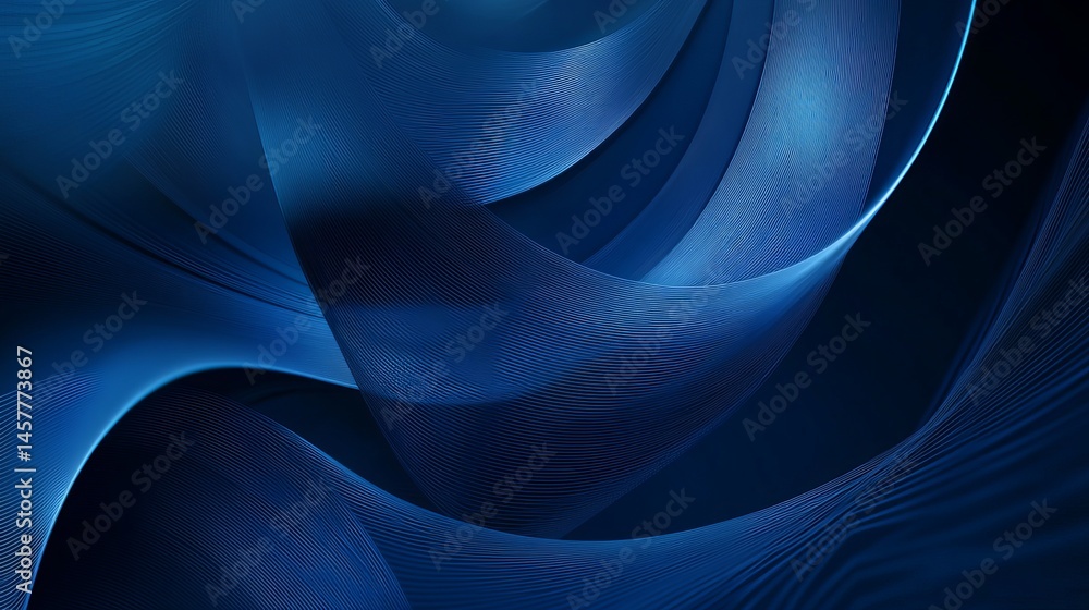 Poster Abstract image showing flowing blue lines and curves creating a dynamic and modern design look