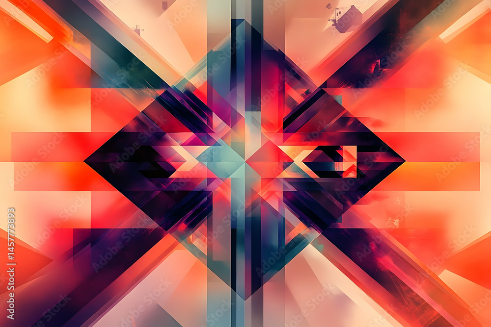 Poster abstract geometric pattern design with vibrant colors.