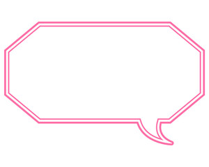 シンプルなカラー線の吹き出し　細長い八角形