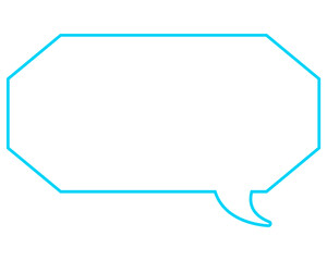 シンプルなカラー線の吹き出し　細長い八角形