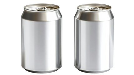 two silver aluminum cans on white background