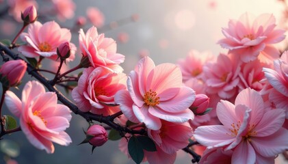 Delicate, intertwined floral motif; unending, soft petal swirls, delicate, summer