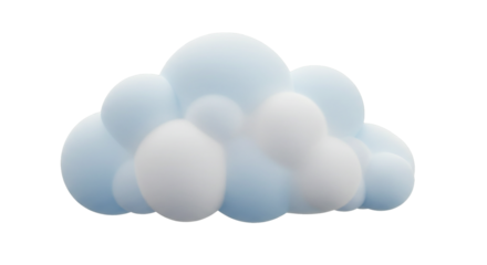 Cloud symbol with a slight curve isolated on transparent background, suitable for cloud computing visuals, weather forecast icons, online storage branding, and tech design assets