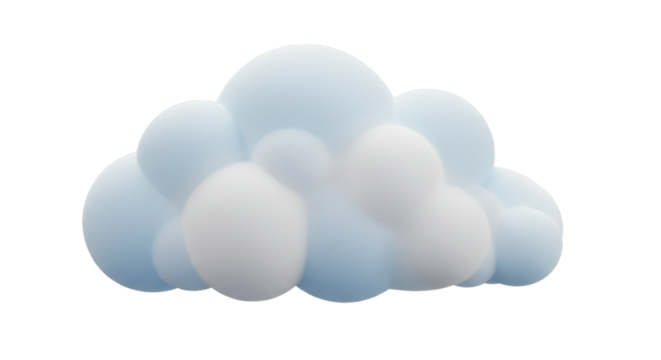 Cloud symbol with a slight curve isolated on transparent background, suitable for cloud computing visuals, weather forecast icons, online storage branding, and tech design assets