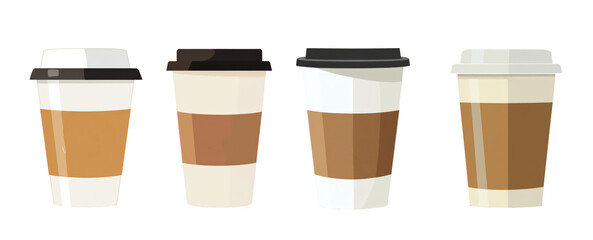 coffee cups vector illustration set on white background.