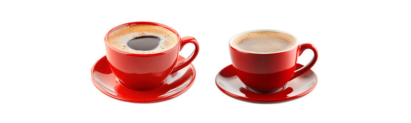 two red coffee cups isolated on white background