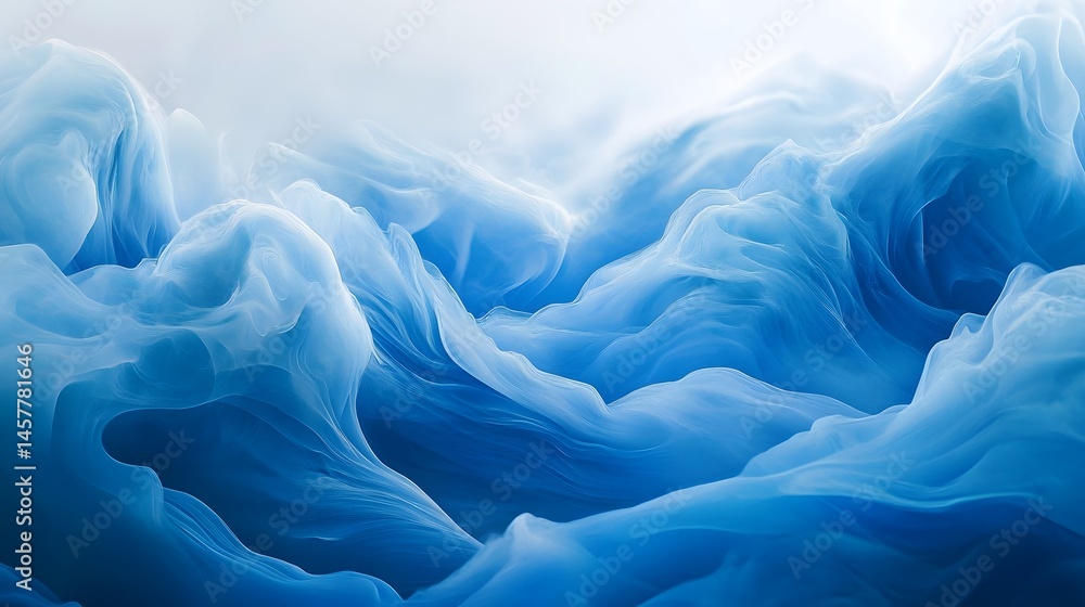Poster creating flow: using blue smoke waves in minimalist backgrounds