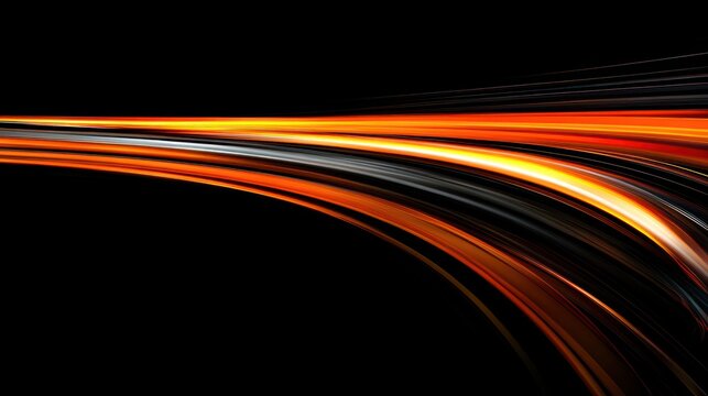 Dynamic orange and black abstract light streaks background