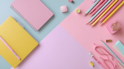 Minimalist desk with tidy stationery, a serene workspace for focused productivity
