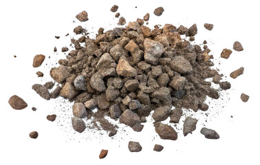 pile of gravel isolated on white background.