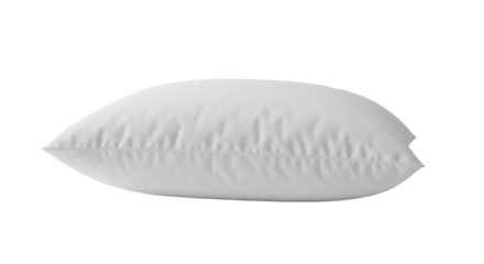 Realistic white pillow isolated on transparent background, perfect for bedding product ads, sleep accessory branding, home decor illustrations, and comfort-related visuals