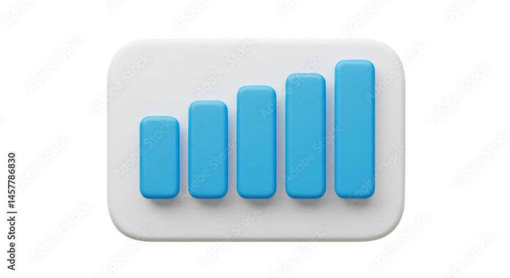 Poster a stylized representation of a signal strength indicator with increasing blue bars on a white backgr