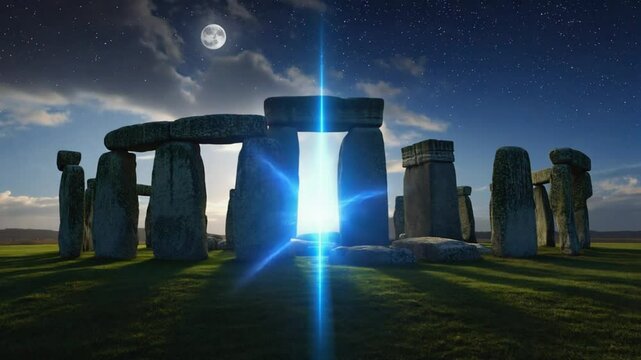 Stonehenge Portal by Night - Fantasy Landscape Loop Motion Background
