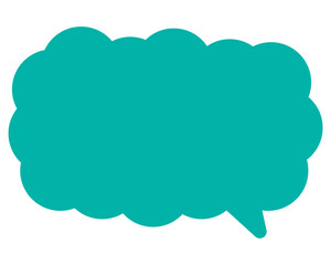 シンプルなカラーの吹き出し　細長い雲形