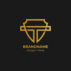 Letter T with shield logo icon design inspiration. Abstract letter T with shield logo. 