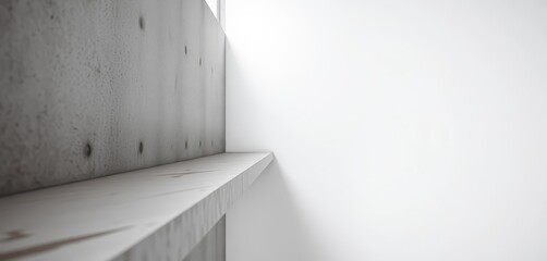 Obraz premium Perspective view of a concrete shelf, isolated on white, interior design, showcase