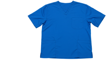 Plain blue cotton t-shirt front view isolated on transparent background, ideal for apparel mockups, fashion design templates, online clothing store previews, and branding print designs